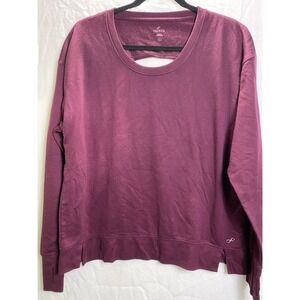 Freely Long Sleeve Workout Top Women L Maroon Open Back Thumb Holes Athletic